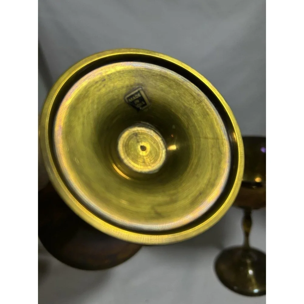 Vintage Brass Goblet Footed Tapered Wine MCM Set of 4 Mid Century 6